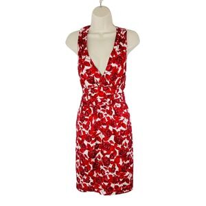 Vintage Forever 21 Silk Red Rose Floral Halter Neck Sleeveless Dress Size S